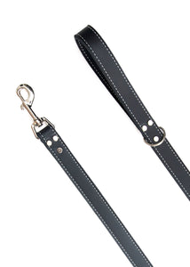 Black Leather Combo Collar and Leash